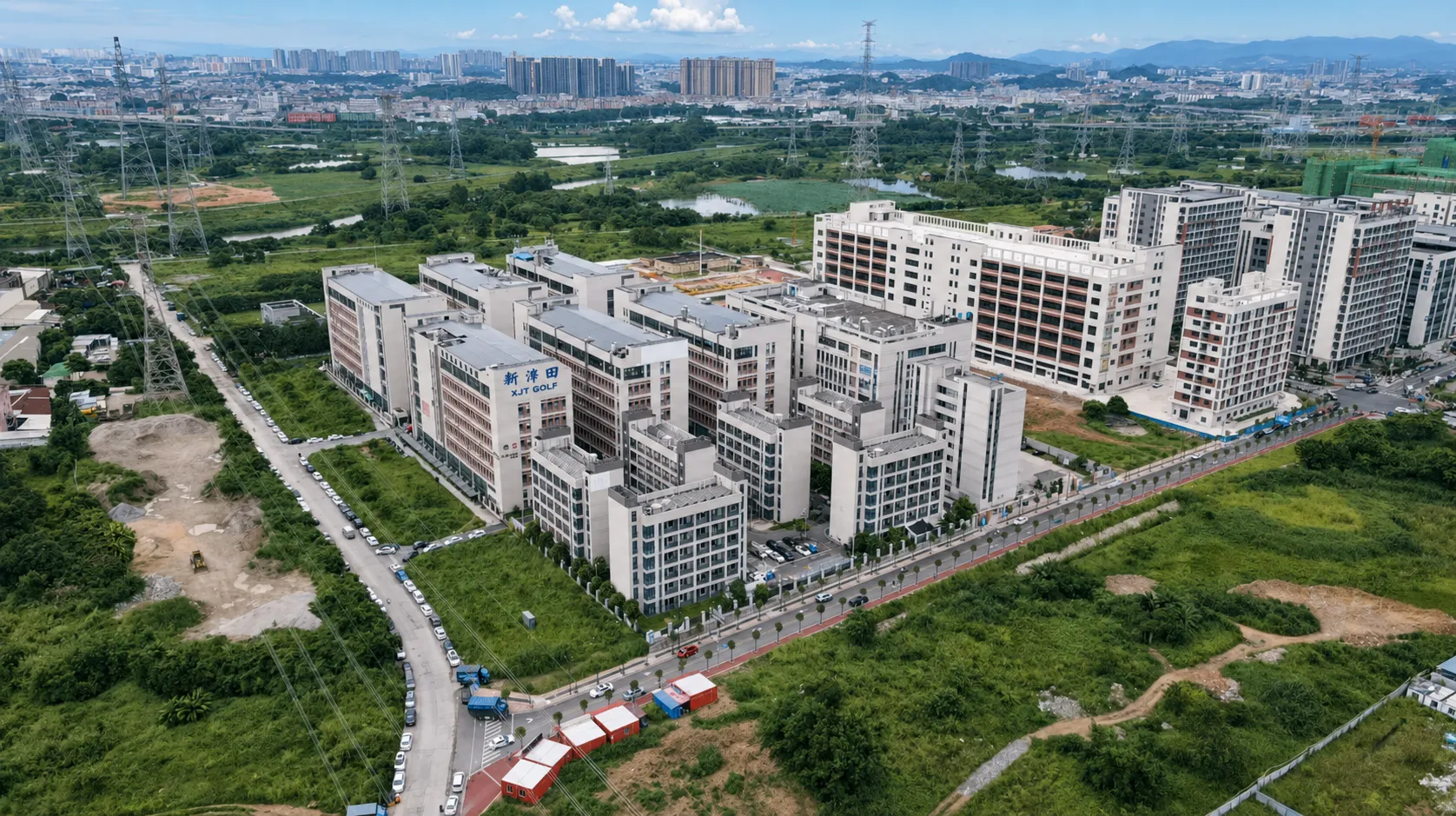 golf ball manufacturer factory birds eye aerial view